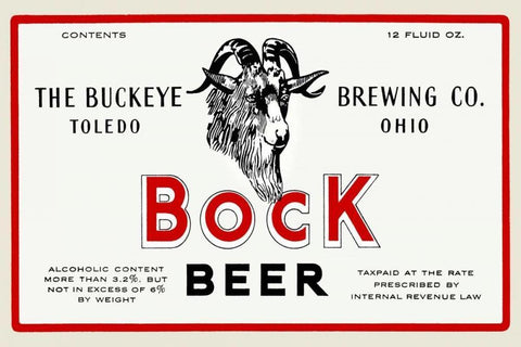 Bock Beer White Modern Wood Framed Art Print with Double Matting by Vintage Booze Labels