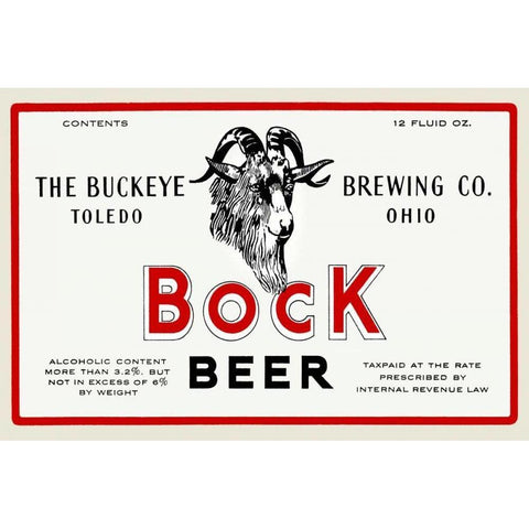 Bock Beer Gold Ornate Wood Framed Art Print with Double Matting by Vintage Booze Labels