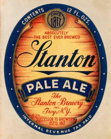 Stanton Pale Ale Beer Black Ornate Wood Framed Art Print with Double Matting by Vintage Booze Labels