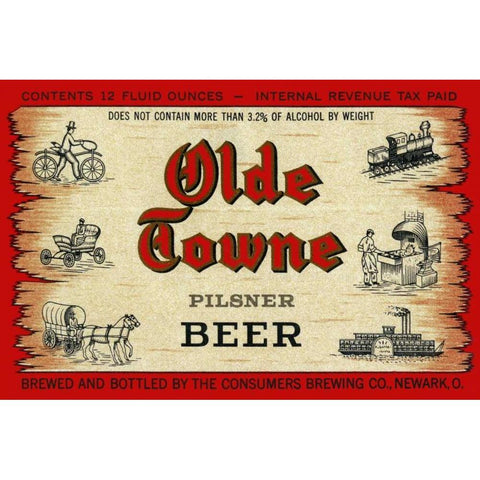 Olde Towne Pilsner Beer Black Modern Wood Framed Art Print with Double Matting by Vintage Booze Labels