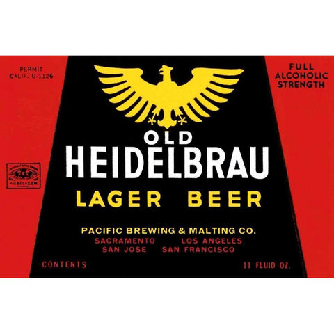 Old Heidelbrau Lager Beer White Modern Wood Framed Art Print by Vintage Booze Labels