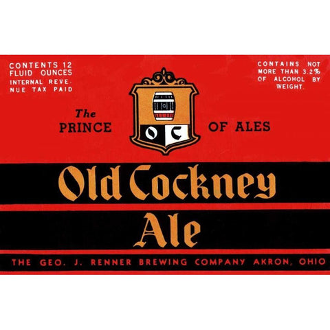 Old Cockney Ale White Modern Wood Framed Art Print by Vintage Booze Labels