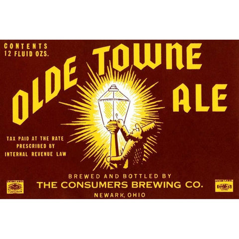 Olde Towne Ale Black Modern Wood Framed Art Print with Double Matting by Vintage Booze Labels