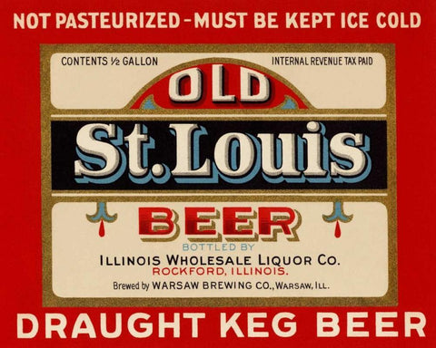 Old St. Louis Beer White Modern Wood Framed Art Print with Double Matting by Vintage Booze Labels