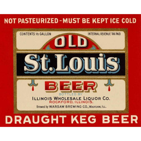 Old St. Louis Beer White Modern Wood Framed Art Print by Vintage Booze Labels