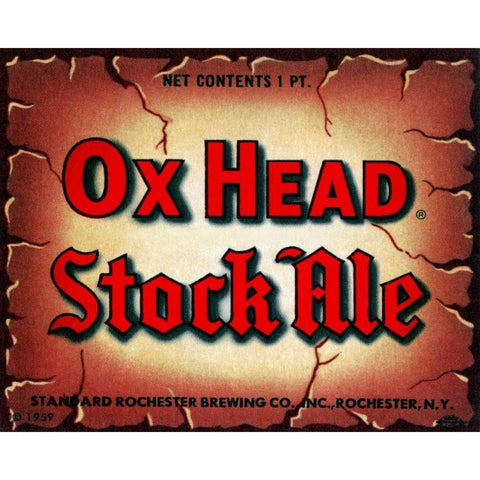 Ox Head Stock Ale Gold Ornate Wood Framed Art Print with Double Matting by Vintage Booze Labels