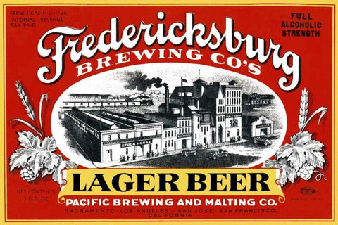 Fredericksburg Brewing Co.s Lager Beer White Modern Wood Framed Art Print with Double Matting by Vintage Booze Labels