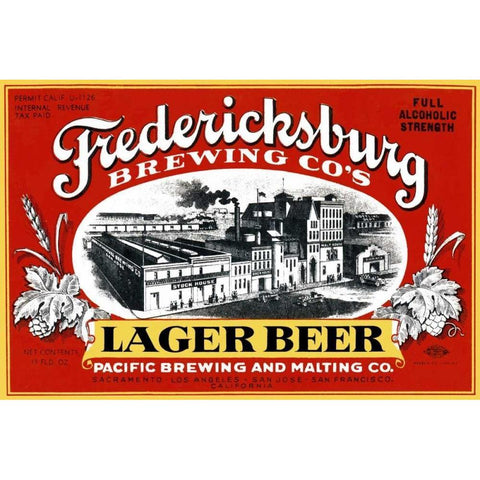 Fredericksburg Brewing Co.s Lager Beer Black Modern Wood Framed Art Print with Double Matting by Vintage Booze Labels