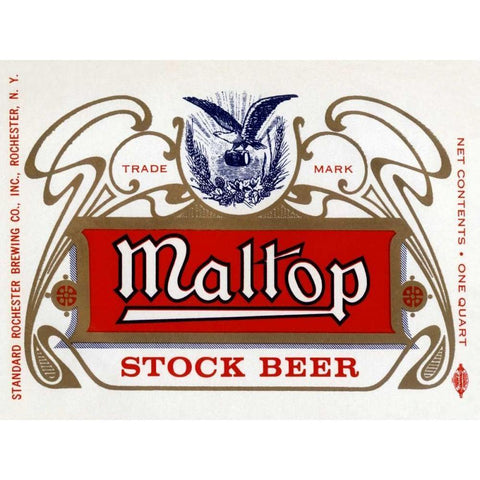 Maltop Stock Beer Gold Ornate Wood Framed Art Print with Double Matting by Vintage Booze Labels