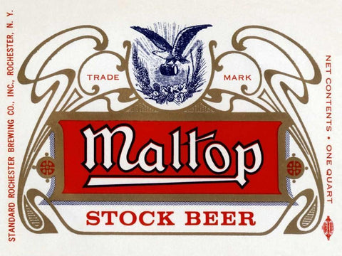 Maltop Stock Beer White Modern Wood Framed Art Print with Double Matting by Vintage Booze Labels