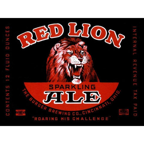 Red Lion Ale Black Modern Wood Framed Art Print with Double Matting by Vintage Booze Labels