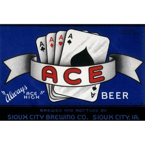 Ace Beer White Modern Wood Framed Art Print by Vintage Booze Labels