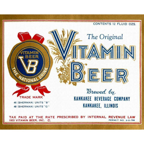 Vitamin Beer White Modern Wood Framed Art Print by Vintage Booze Labels