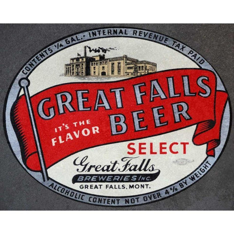 Great Falls Beer Black Modern Wood Framed Art Print with Double Matting by Vintage Booze Labels