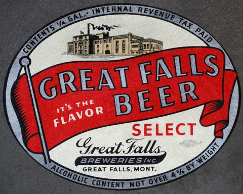 Great Falls Beer White Modern Wood Framed Art Print with Double Matting by Vintage Booze Labels