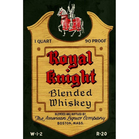 Royal Knight Blended Whiskey Black Modern Wood Framed Art Print by Vintage Booze Labels