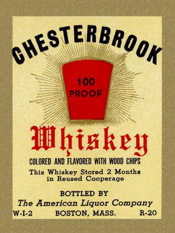 Chesterbrook Whiskey Black Ornate Wood Framed Art Print with Double Matting by Vintage Booze Labels