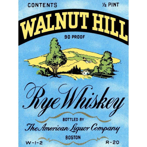 Walnut Hill Rye Whiskey Gold Ornate Wood Framed Art Print with Double Matting by Vintage Booze Labels