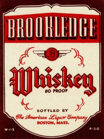 Brookledge Whiskey Black Ornate Wood Framed Art Print with Double Matting by Vintage Booze Labels