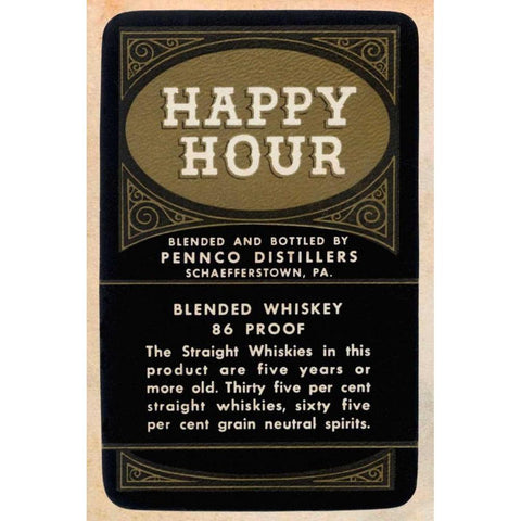 Happy Hour Blended Whiskey Gold Ornate Wood Framed Art Print with Double Matting by Vintage Booze Labels