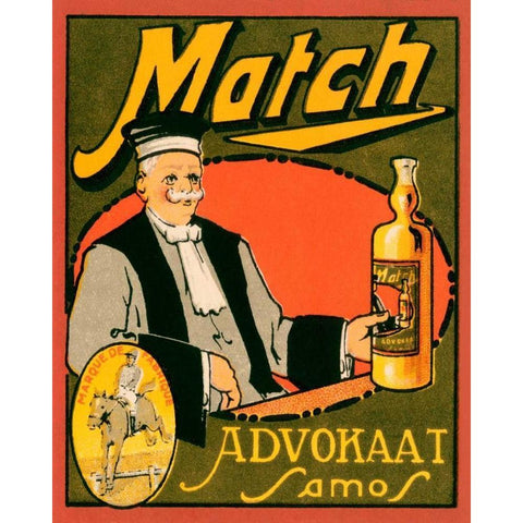 Match Advokaat Samos Gold Ornate Wood Framed Art Print with Double Matting by Vintage Booze Labels