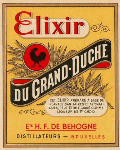 Elixir du Grand - Duche White Modern Wood Framed Art Print with Double Matting by Vintage Booze Labels