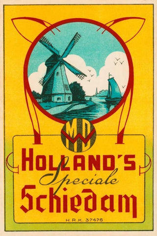 Hollands Speciale Schiedam Black Ornate Wood Framed Art Print with Double Matting by Vintage Booze Labels