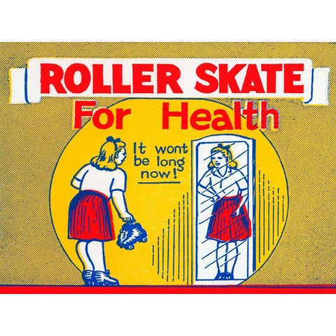 Roller Skate for Health Black Modern Wood Framed Art Print with Double Matting by Retrorollers
