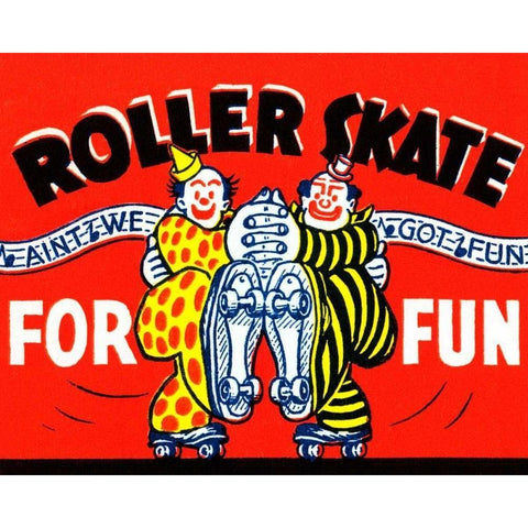 Roller Skate For Fun Black Modern Wood Framed Art Print with Double Matting by Retrorollers
