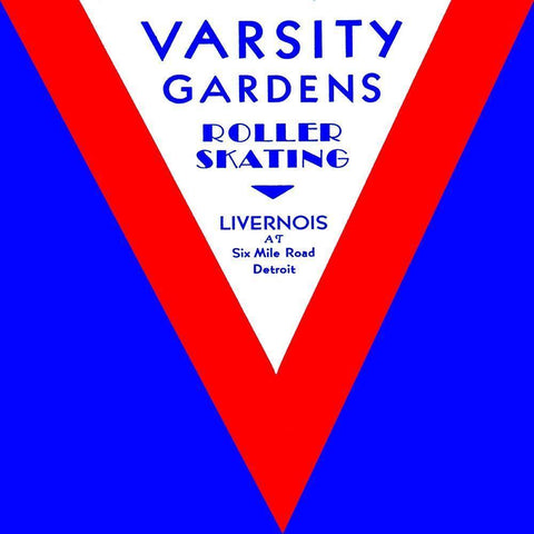 Varsity Gardens Roller Skating White Modern Wood Framed Art Print with Double Matting by Retrorollers