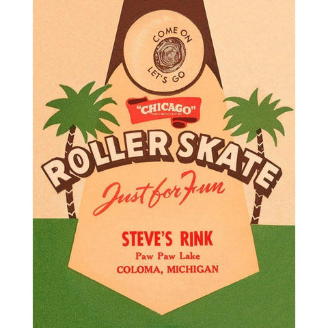 Roller Skate Just for Fun Black Modern Wood Framed Art Print with Double Matting by Retrorollers