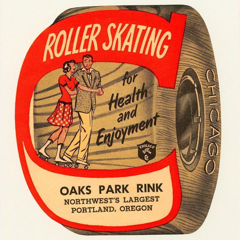 Roller Skating for Health and Enjoyment Black Modern Wood Framed Art Print with Double Matting by Retrorollers