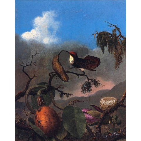 Ruby Topaz Gold Ornate Wood Framed Art Print with Double Matting by Heade, Martin Johnson