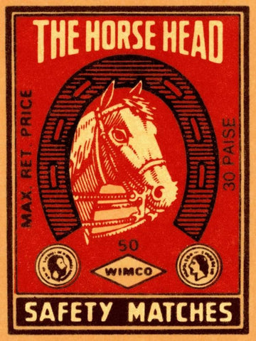 The Horse Head Safety Matches Black Ornate Wood Framed Art Print with Double Matting by Phillumenart