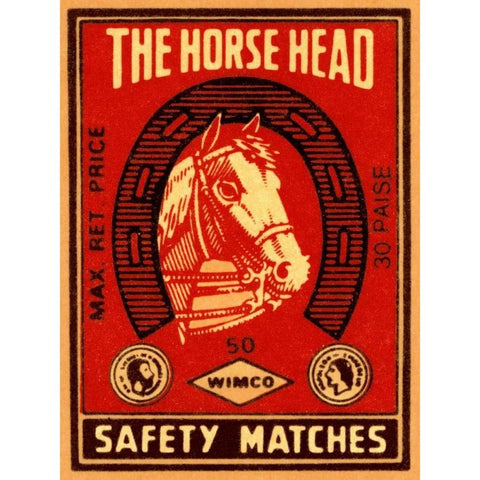 The Horse Head Safety Matches Black Modern Wood Framed Art Print with Double Matting by Phillumenart