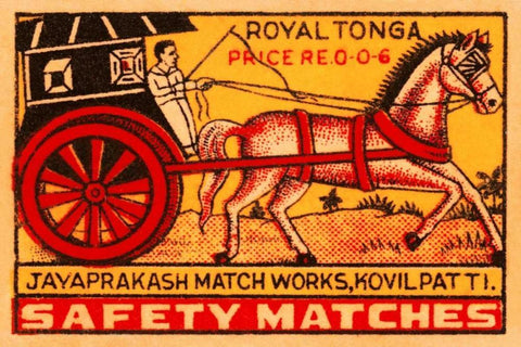 Royal Tonga Safety Matches Black Ornate Wood Framed Art Print with Double Matting by Phillumenart