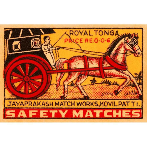 Royal Tonga Safety Matches Black Modern Wood Framed Art Print with Double Matting by Phillumenart