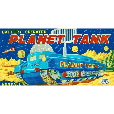 Planet Tank Gold Ornate Wood Framed Art Print with Double Matting by Retrotrans