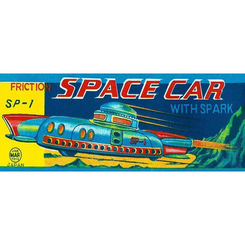 SP-1 Friction Space Car Black Modern Wood Framed Art Print by Retrotrans