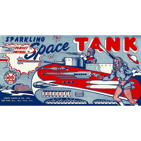 Planet Patrol Sparkling Space Tank Black Modern Wood Framed Art Print with Double Matting by Retrotrans