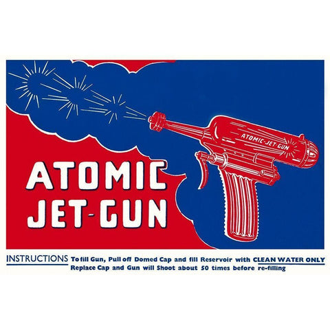 Atomic Jet-Gun Gold Ornate Wood Framed Art Print with Double Matting by Retrogun