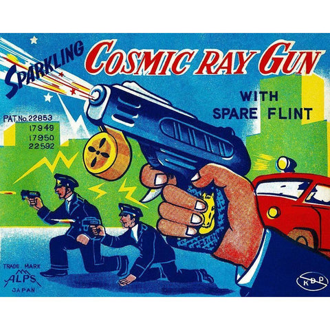 Cosmic Ray Gun Gold Ornate Wood Framed Art Print with Double Matting by Retrogun