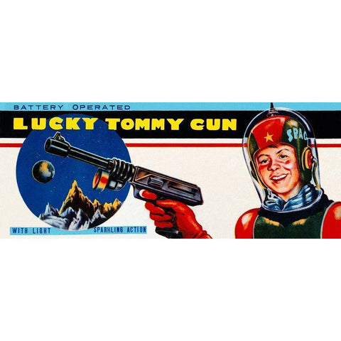 Lucky Tommy Gun Gold Ornate Wood Framed Art Print with Double Matting by Retrogun