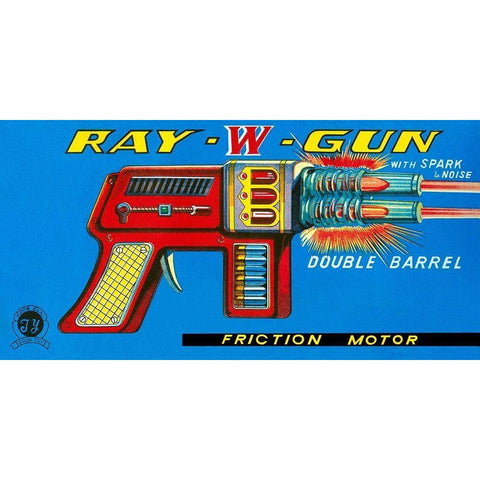 Ray W Gun Black Modern Wood Framed Art Print with Double Matting by Retrogun