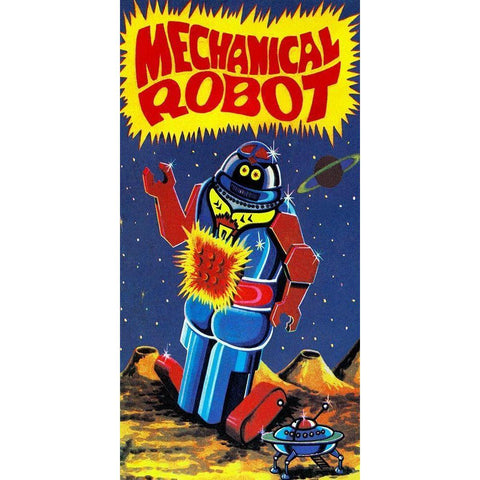 Mechanical Robot Black Modern Wood Framed Art Print with Double Matting by Retrobot