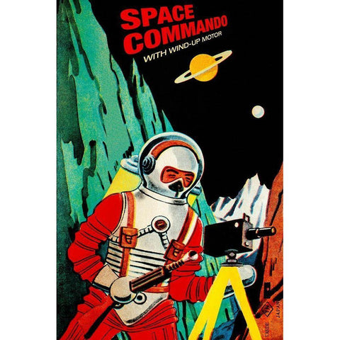 Space Commando Gold Ornate Wood Framed Art Print with Double Matting by Retrobot