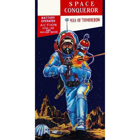 Space Conqueror Black Modern Wood Framed Art Print with Double Matting by Retrobot