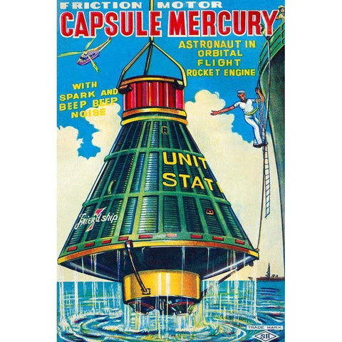 Capsule Mercury White Modern Wood Framed Art Print by Retrorocket