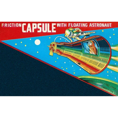 Friction Capsule with Floating Astronaut White Modern Wood Framed Art Print by Retrorocket