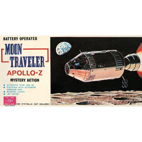 Moon Traveler Apollo-Z Black Modern Wood Framed Art Print by Retrorocket